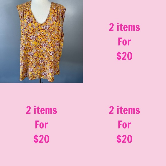 Jones New York Tops - 3/$30 Jones New York Womens Yellow Sleeveless Floral Print Pattern Top Size 3X